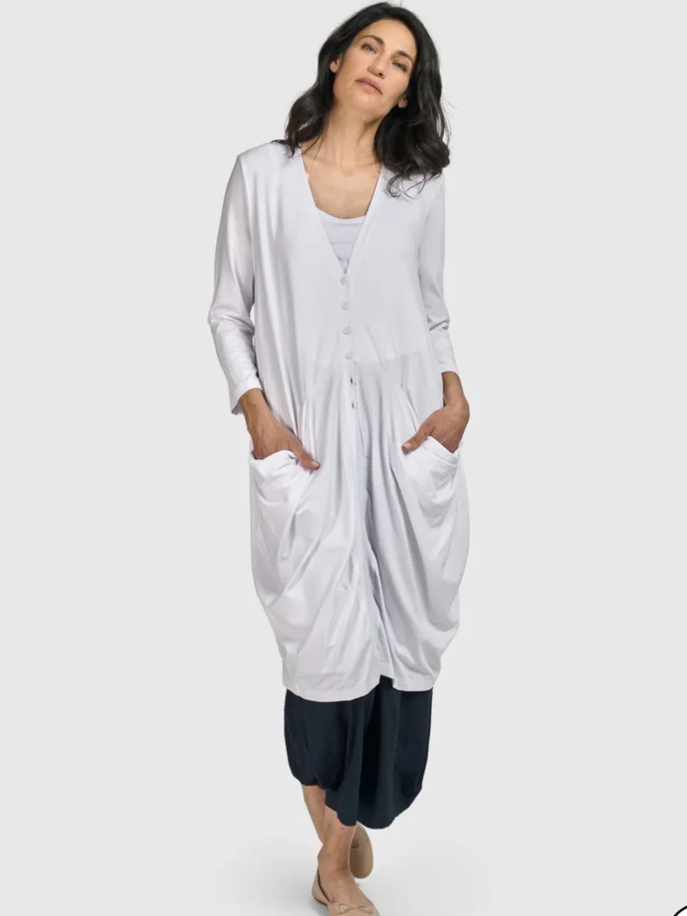 Alembika Essential Draped Cocoon Jacket White NWT US Size 10-12 Cocoon Cardigan